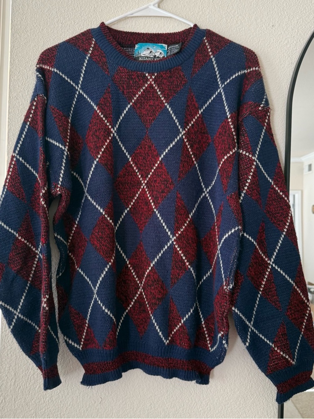 Rotary Estate Men's Argyle Crewneck Sweater - Navy & Burgundy